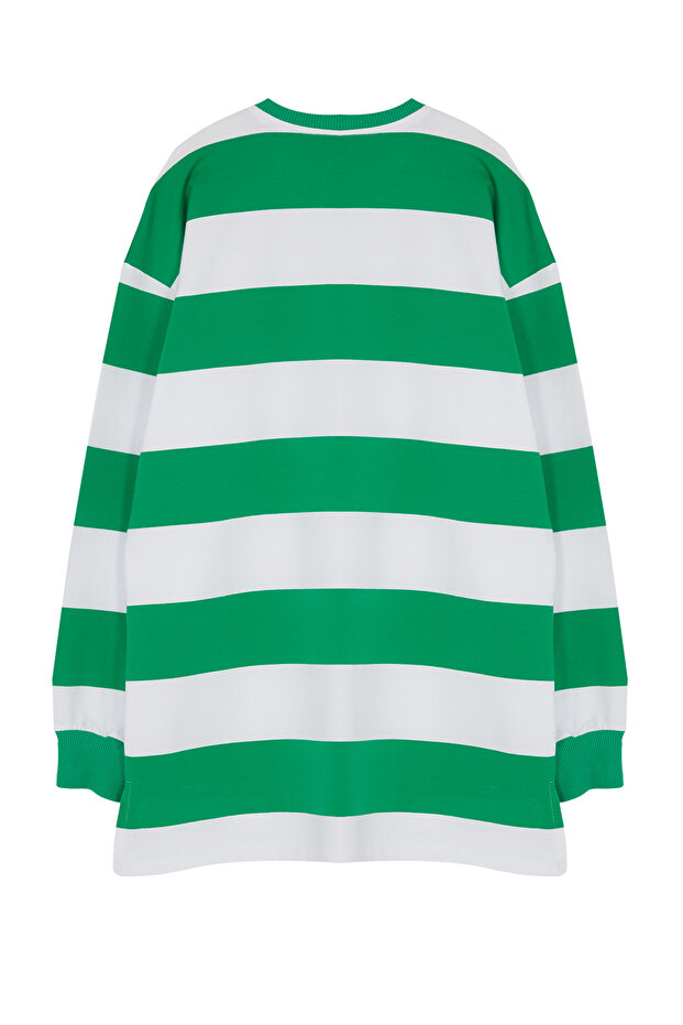 Yeşil Oversize Baskılı Örme Çizgili Tunik TCTSS23UK00041 - 7