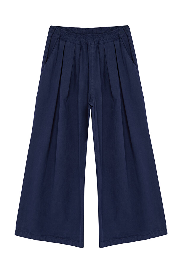 Lacivert Pileli Yüksek Bel Wide Leg Jeans TWOAW25JE00023 - 6