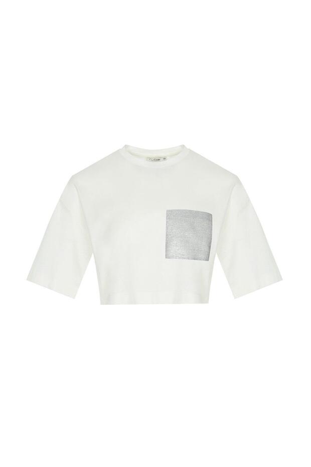 Crop Beyaz Basic T-Shirt - 3