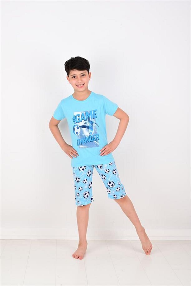 erkek çocuk kısa kollu pijama takımı game changer mavi - 2