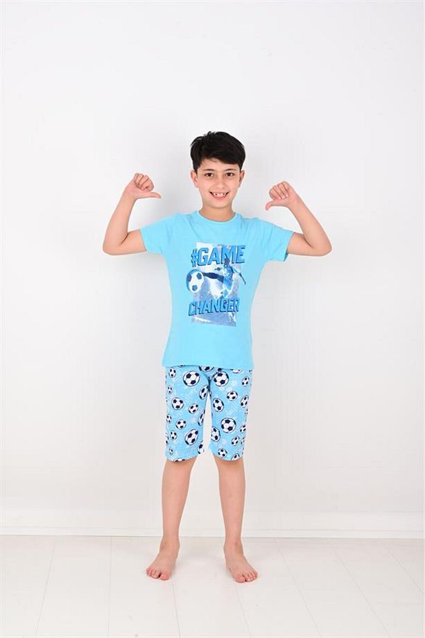 erkek çocuk kısa kollu pijama takımı game changer mavi - 4