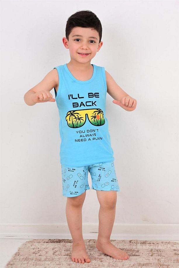 Erkek Çocuk Şort Pijama Takımı Will Be Back Mavi - 2