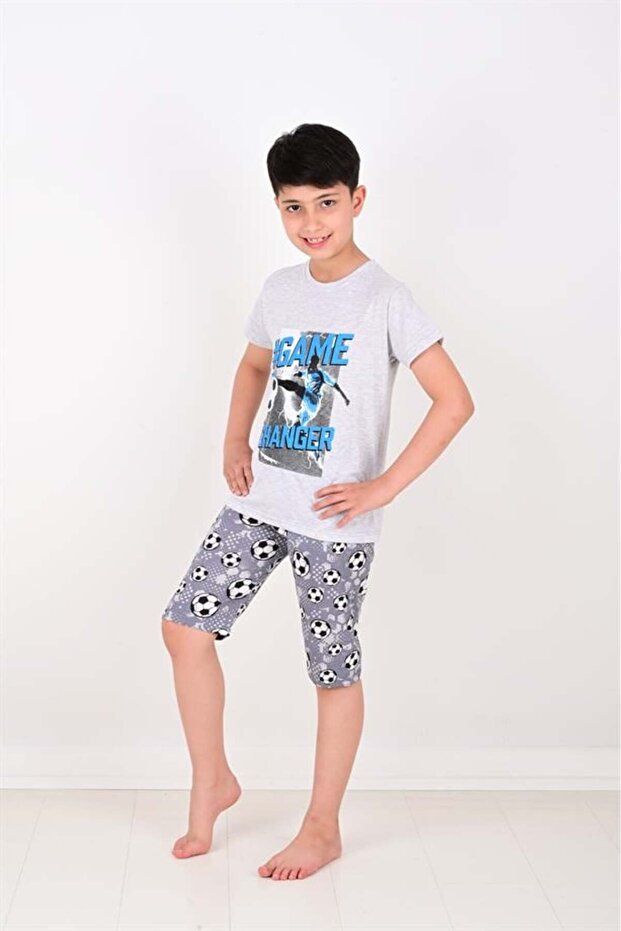 Baby - Child 100% Cotton Male Short-Sleeve Pajama Set Game Changer Grey