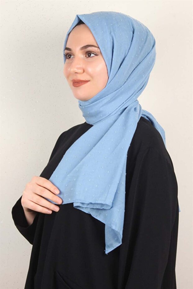 Pamuklu Pıt Pıt Şal 3092-44 Bebe Mavisi - 1