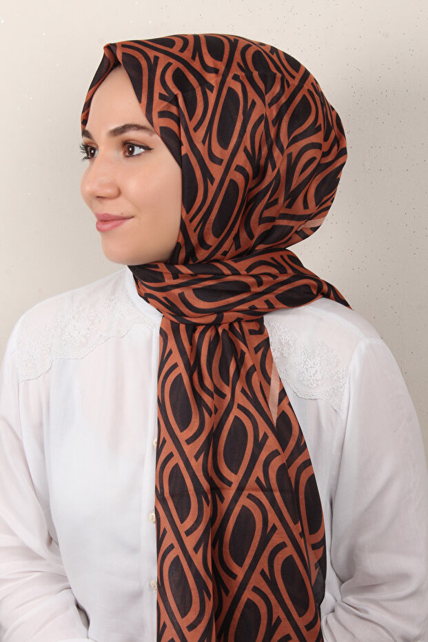 Soft Touch Şal 2778-7 Siyah-Turuncu - 3