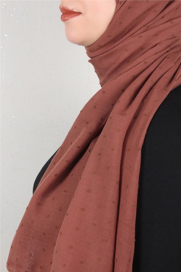 Pamuklu Pıt Pıt Şal 3092-39 Açık Kahverengi - 6