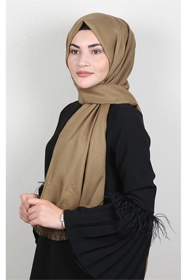 Pamuklu Düz Şal 2803-4 Karamel - 1