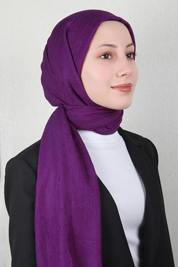 Bambu Kraşlı Şal 2724-83 Mor - 3