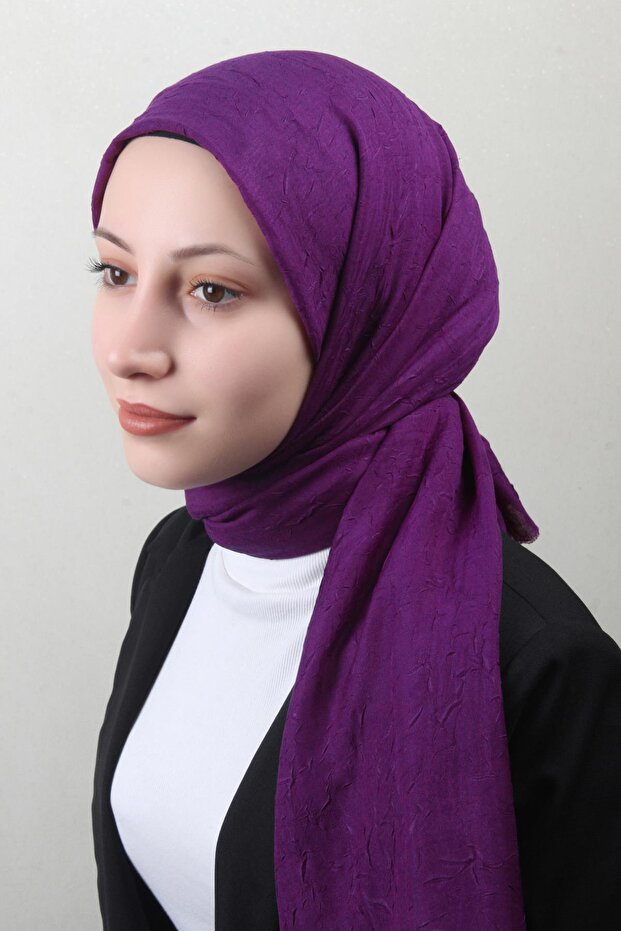 Bambu Kraşlı Şal 2724-83 Mor - 4