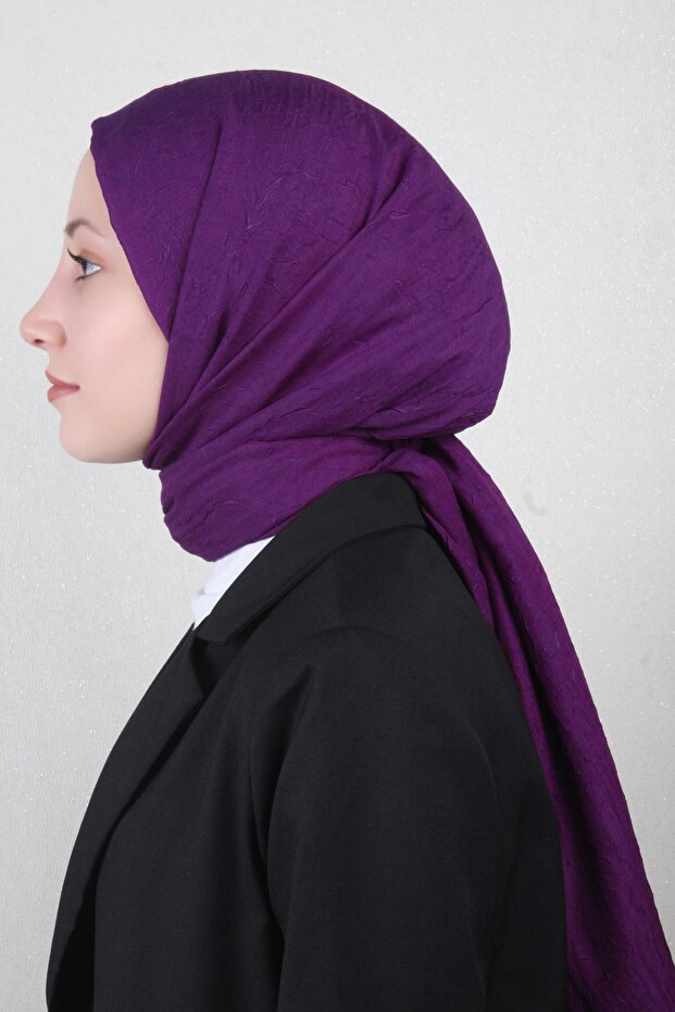 Bambu Kraşlı Şal 2724-83 Mor - 1