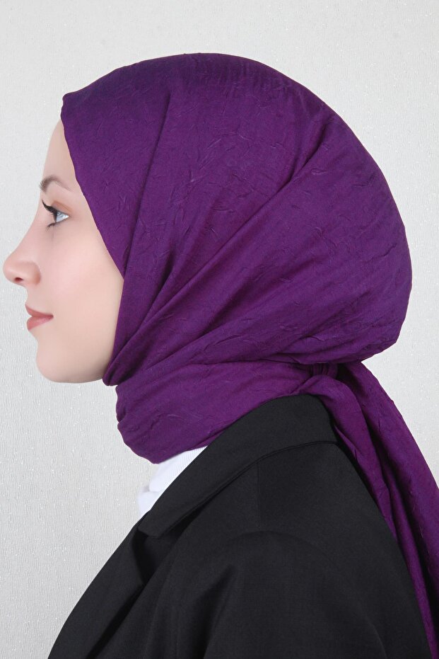 Bambu Kraşlı Şal 2724-83 Mor - 2