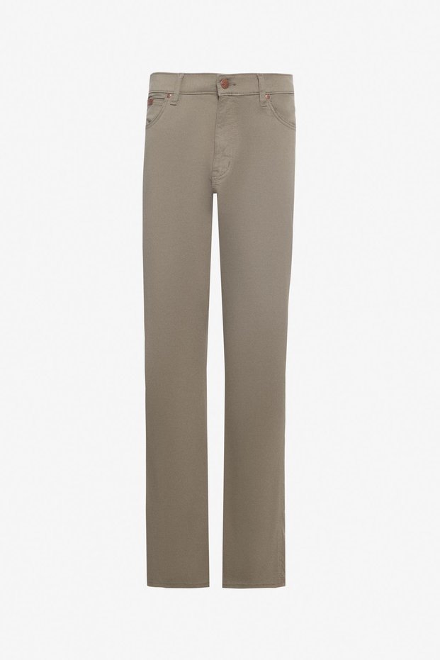 Slim Fit Narrow Cut Regular Waist Narrow Leg Olive Green Texas Trousers