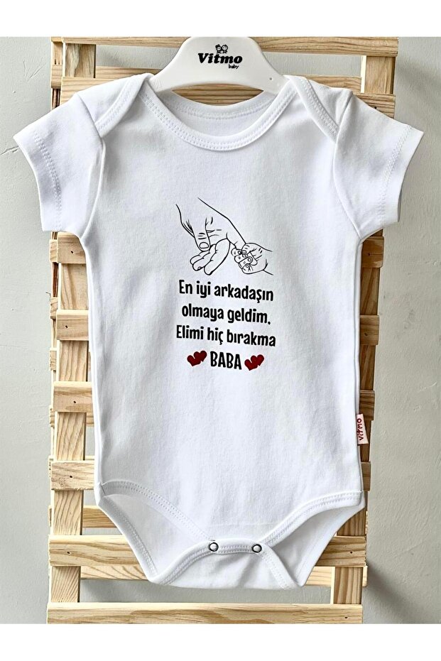 Special Design Don't Leave My Hand Dad 100% Natural Cotton Organic Printed Snap-On Bodysuit Baby Badi
