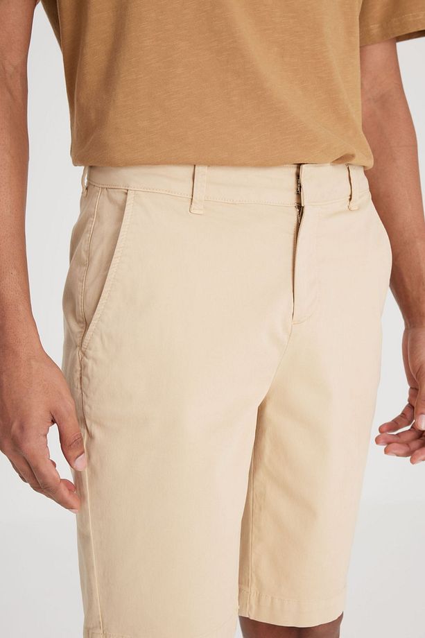 Regular Fit Normal Kesim Normal Bel Taş Rengi Chino Şort - 3