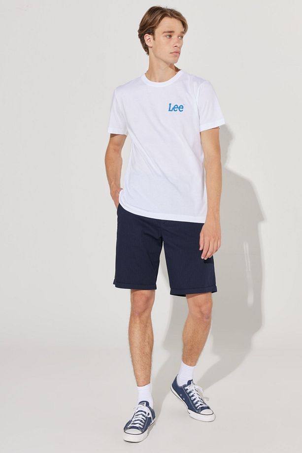 Regular Fit Normal Kesim %100 Pamuk Normal Bel Lacivert Chino Şort - 4