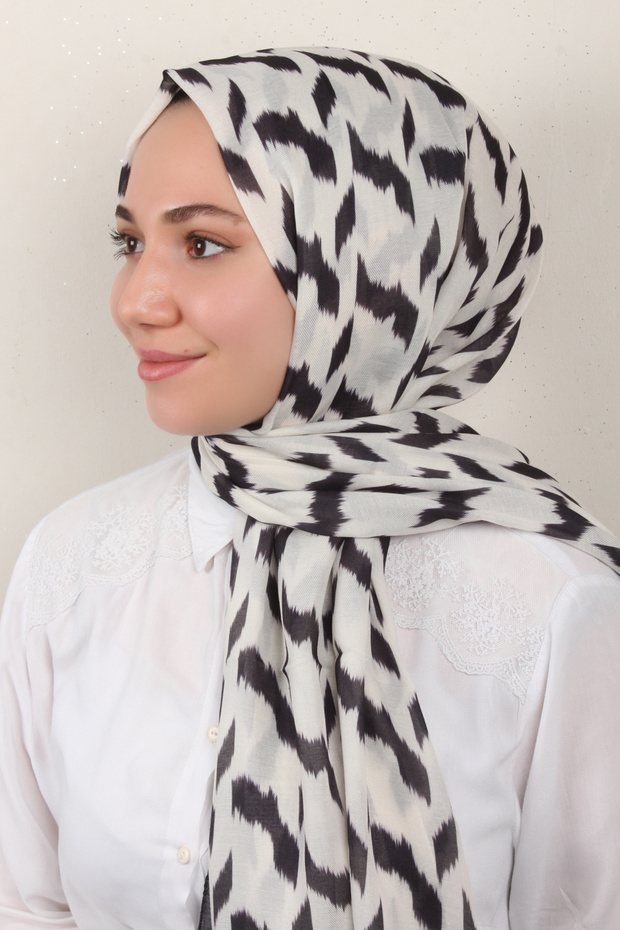 Soft Touch Şal 2776-16 Siyah-Ekru - 3