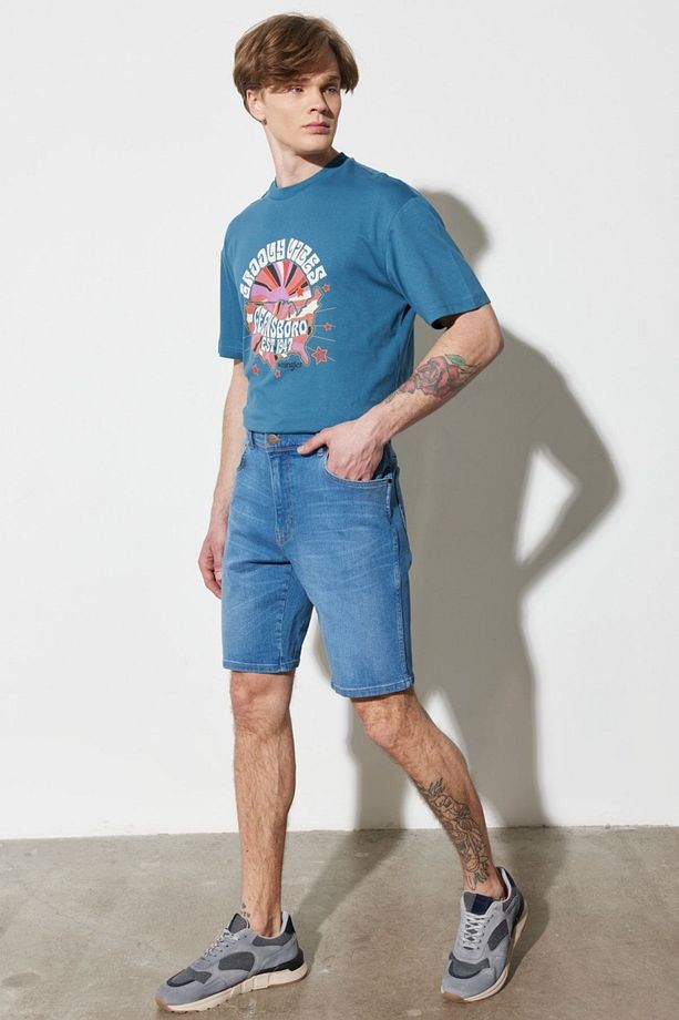 Regular Fit Normal Kesim Normal Bel Açık Mavi Esnek Jean Kot Şort - 2