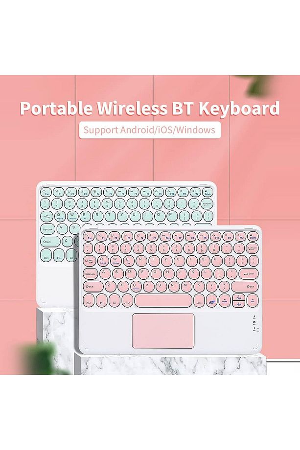 Lenovo Tab M11 TB330FU 11" Uyumlu Kablosuz Bluetooth Şarj Edilebilir Touchpad'li Q Klavye - Pembe - 2