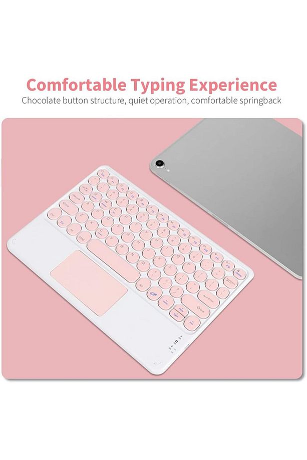 Lenovo Tab M11 TB330FU 11" Uyumlu Kablosuz Bluetooth Şarj Edilebilir Touchpad'li Q Klavye - Pembe - 3