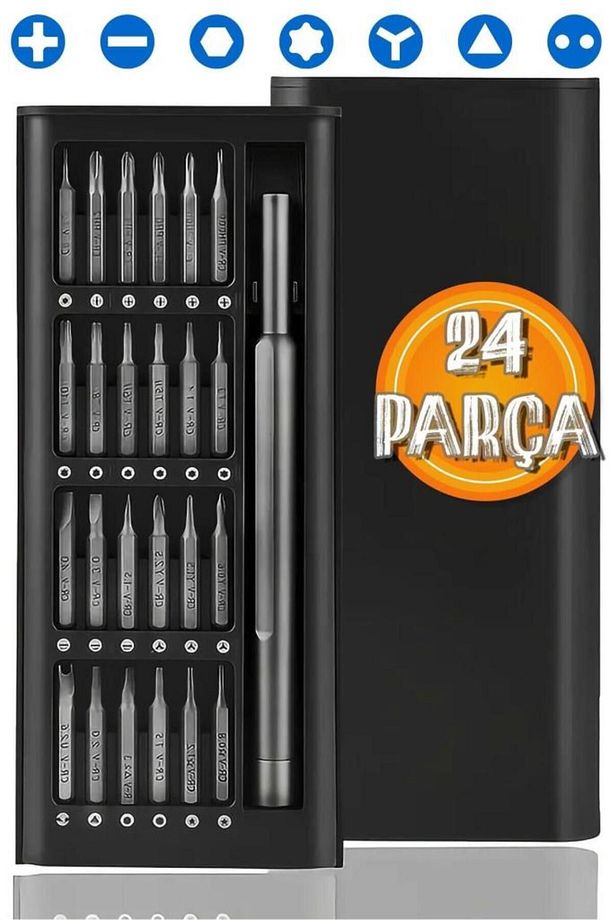 24 Parça Çelik Hassas Mıknatıslı Tornavida Seti Elektronikçi Saat Bilgisayar Tamir Tornavidası Set - 2