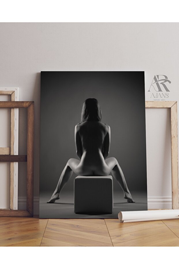 Sitting in Shades of Gray Decorative Special Woman Canvas Picture