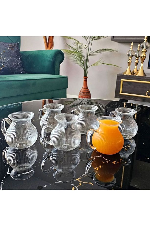 6 Adet Keyfi Ala Borosilikat 6'lı Çay Bardağı - 5