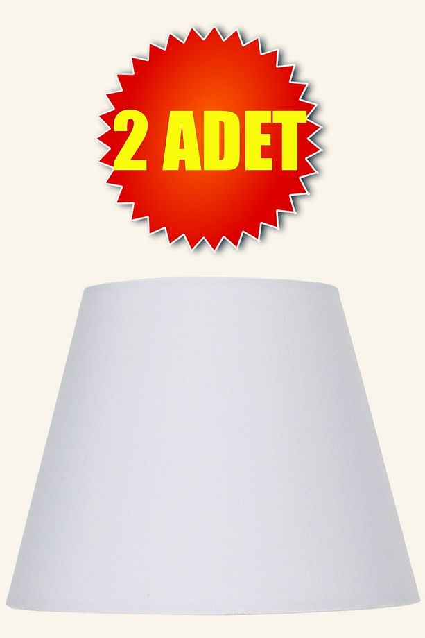 Beyaz Konik Lambader Başlığı 2 Adet Kumaş çap 35 cm AB869 - 1