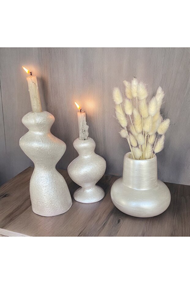 صندوق لؤلؤي مزخرف - مزهرية وشمعدان - 3