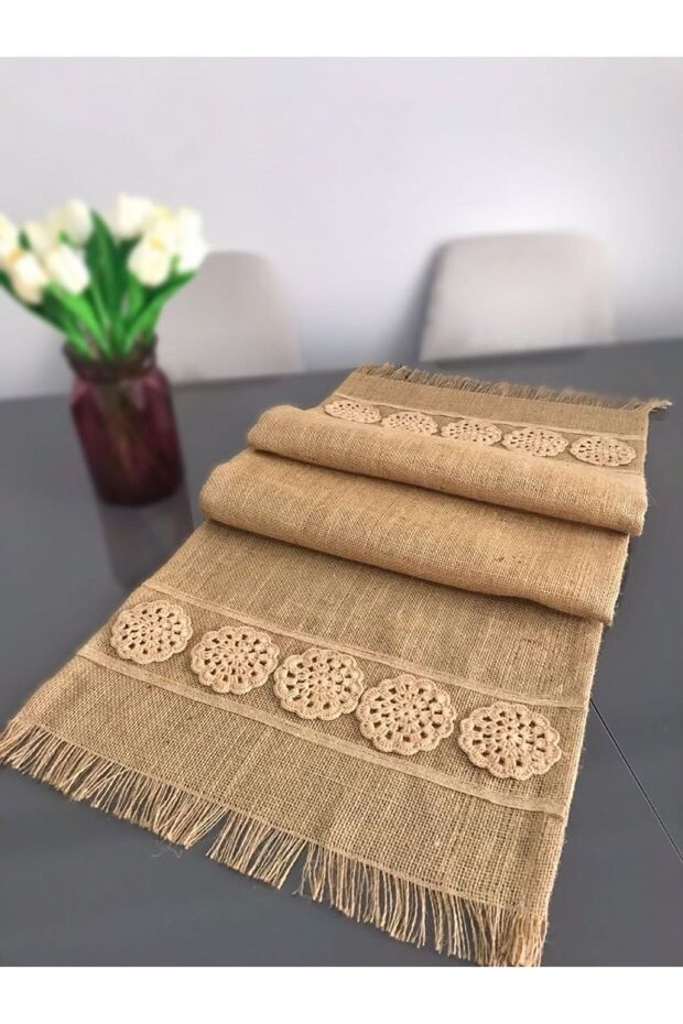 Hand Knitted Jute Fabric Runner 40x140