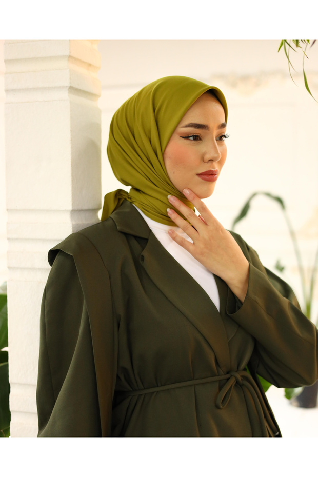 Eșarfă simplă verde ulei - 2