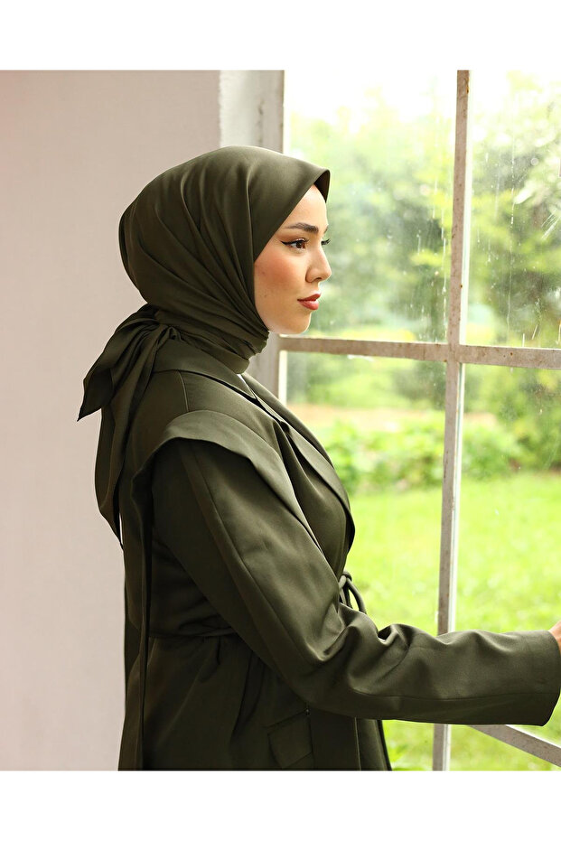 وشاح تويل سادة - كاكي