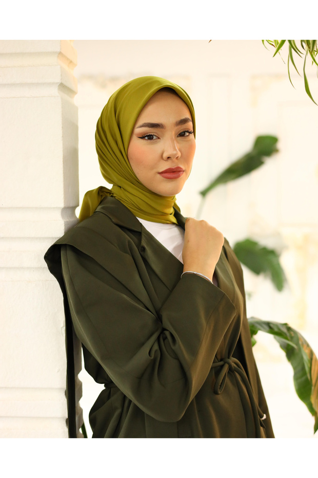 Eșarfă simplă verde ulei - 4
