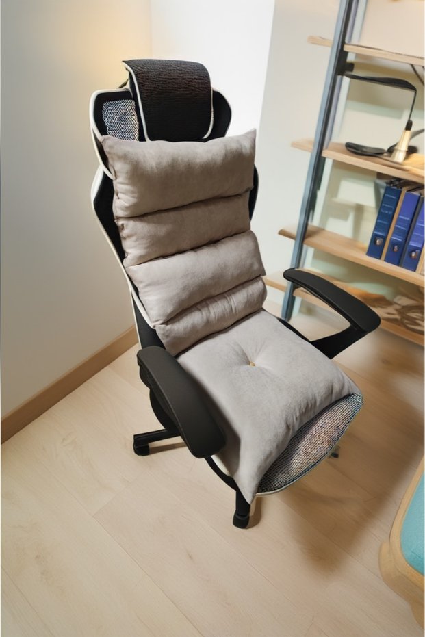 Beige Color Orthopedic Gamer Chair Cushion -Office Chair Cushion Back Support