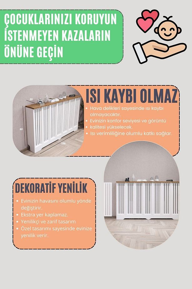 Truva Model Petek Onu Dresuar Kaplama 156cm Cok Amacli Dolaplar Mobilya Kalorifer Petek Onu Kapatma - 7