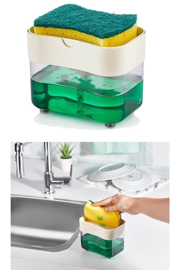 White Pump Sponge Liquid Kitchen Detergent - 1