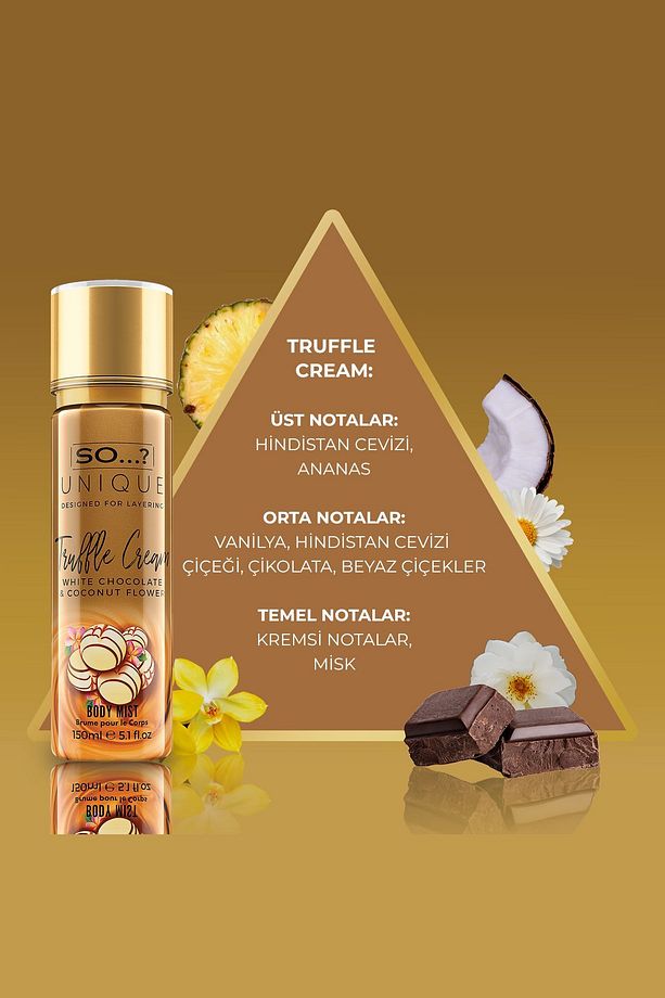 So…? Unique Truffle Cream, Sweet Pea, Vanilla Candy Body Mist Vücut Spreyi 150 ML (3'lü Set) - 4
