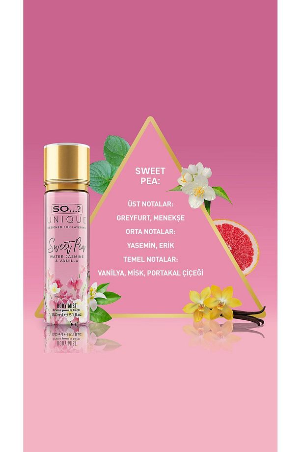 So…? Unique Truffle Cream, Sweet Pea, Vanilla Candy Body Mist Vücut Spreyi 150 ML (3'lü Set) - 6
