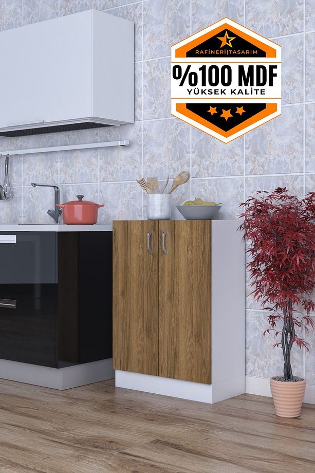 Rafineri Mokas Çok Amaçlı Mdf Dolap Raflı Kapaklı Mutfak Balkon Banyo - 1