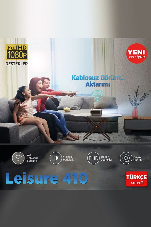 Leisure 410 5g Wifi 1080p Destekli Lcd Led Projeksiyon Cihazı - 240 Inç Yansıtma - Dahili Hoparlör - 2