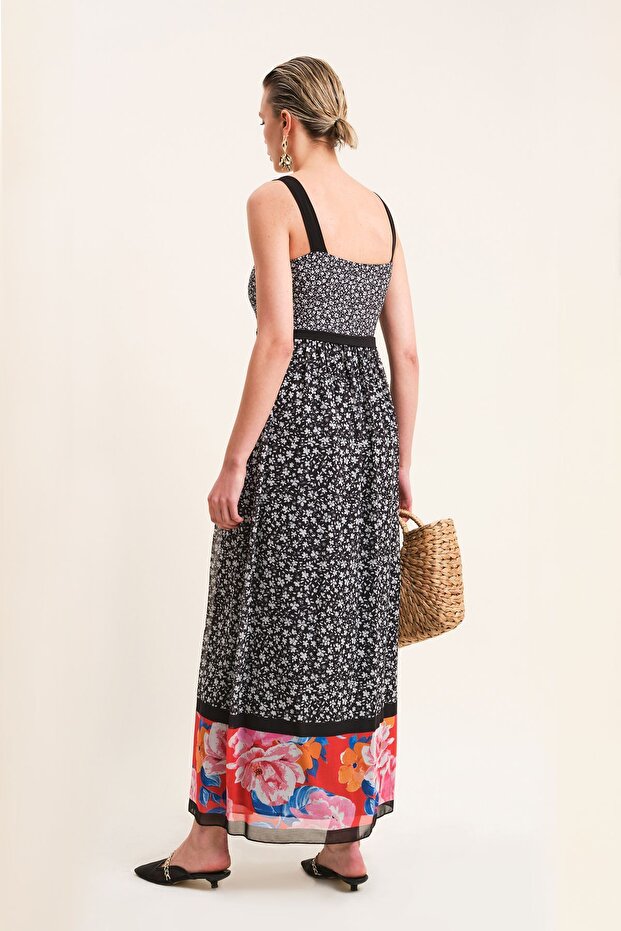 Baskı Detaylı Askılı Elbise - 3