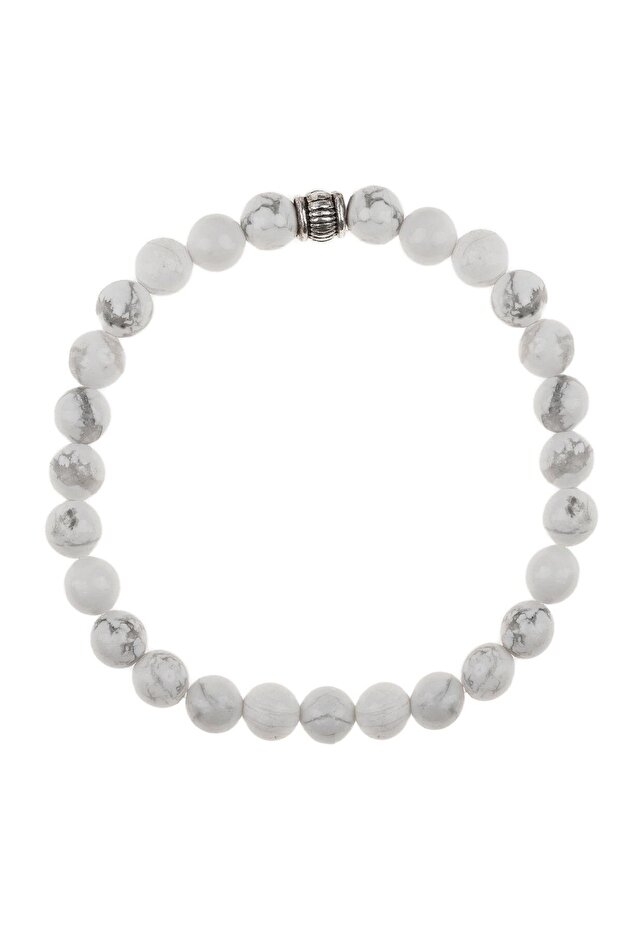 Howlite Natural Stone Bracelet (6mm Sphere Cut)