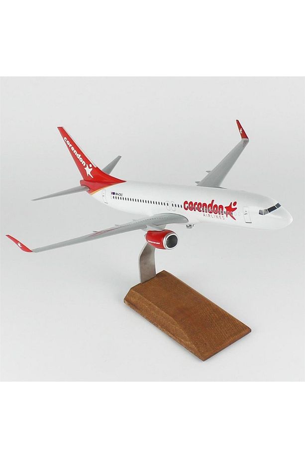 THY025 1/100 Ölçek, Corendon Airlines B737-800 Yolcu Uçağı, Sergilemeye Hazır Ahşap Standlı Model - 1