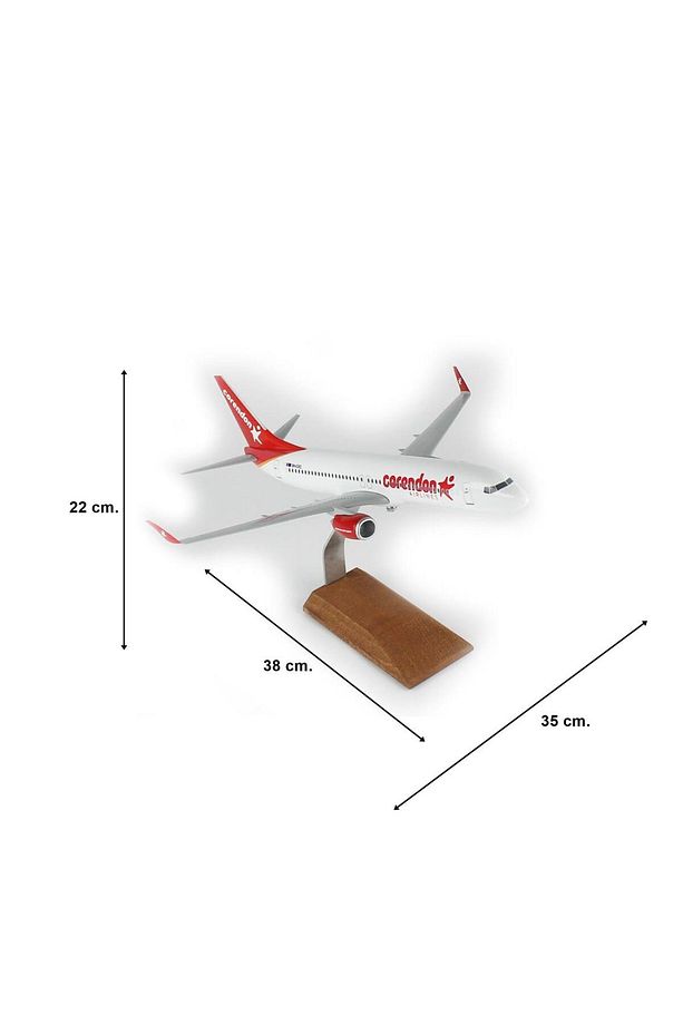 THY025 1/100 Ölçek, Corendon Airlines B737-800 Yolcu Uçağı, Sergilemeye Hazır Ahşap Standlı Model - 5