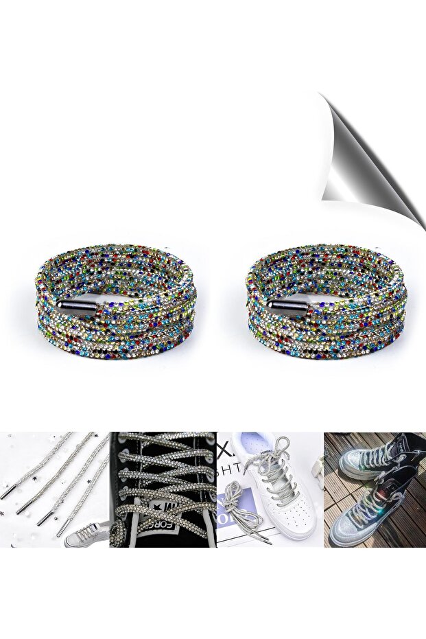 100 cm Shiny Jewelled Crystal Shoelaces - 1 Pair Emerald