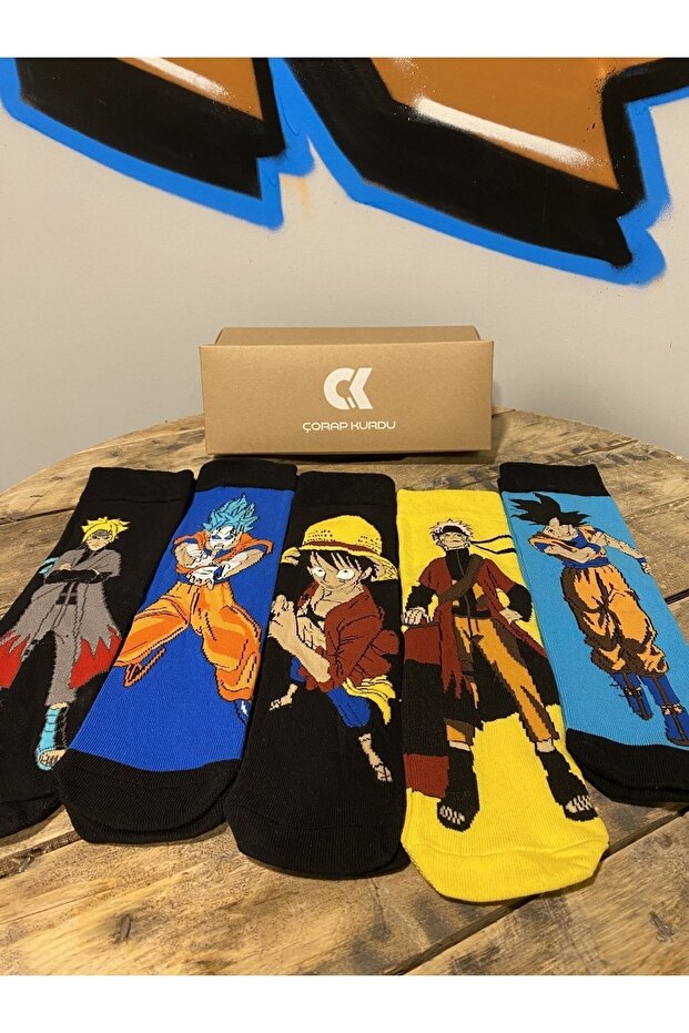 5 Pack Naruto Colorful Patterned Socks - 3