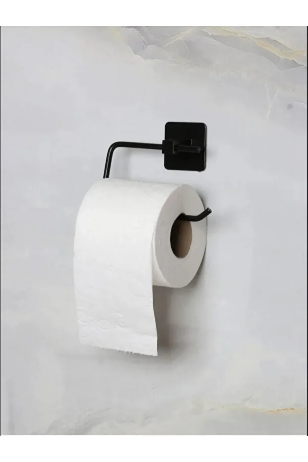 Kare Yapışkanlı Siyah Açık Tuvalet Kağıtlığı Wc Peçete Kağıtlık Tutucu - 1