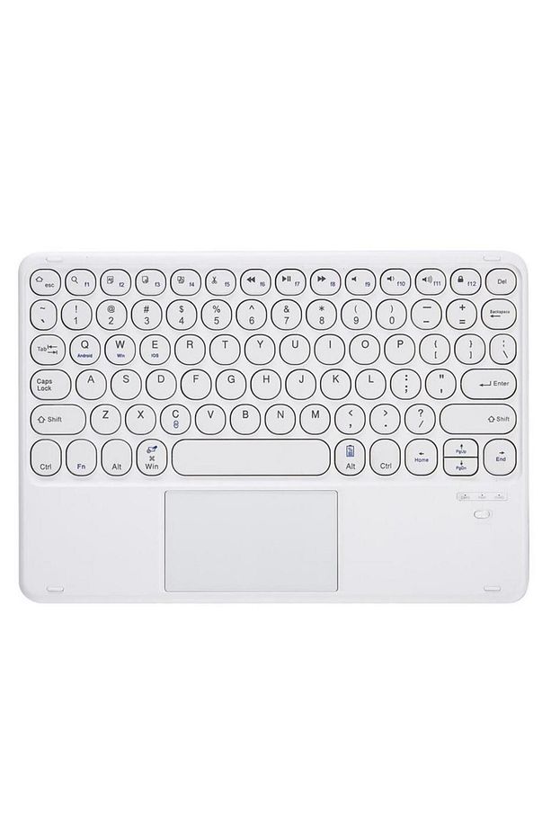 Apple iPad Pro 3. Nesil 12.9" Uyumlu Kablosuz Bluetooth Şarj Edilebilir Touchpad'li Q Klavye - Beyaz - 1
