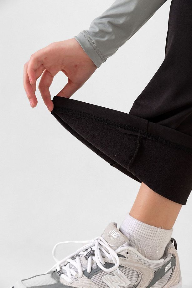 Siyah Warm Bootcut Geniş Paça Lastikli Şardonlu Kışlık Dalgıç Kadın Ispanyol Pantolon - 4