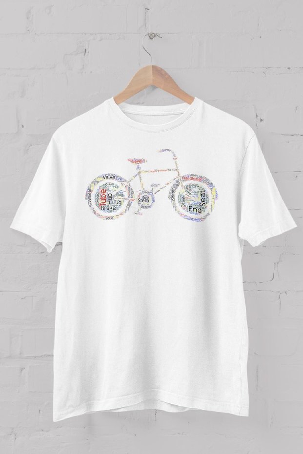 White, Bicycle Printed Crew Neck Men's T-Shirt
