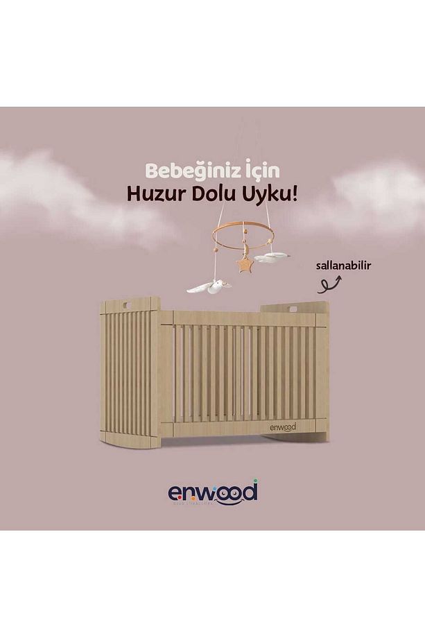 ALGOL MODÜLER MDF SALLANAN BEŞİK SAFİR MEŞE (İÇ YATAK ÖLÇÜSÜ 60 CM  X 100 CM) - 1